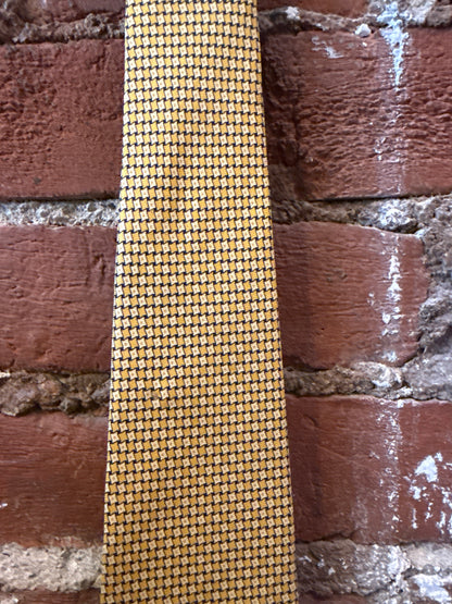 Gold Square Pattern Silk Tie