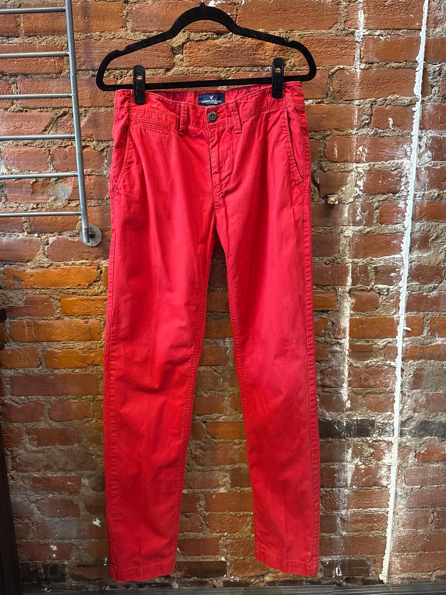 Red Slim Straight Chino Pant