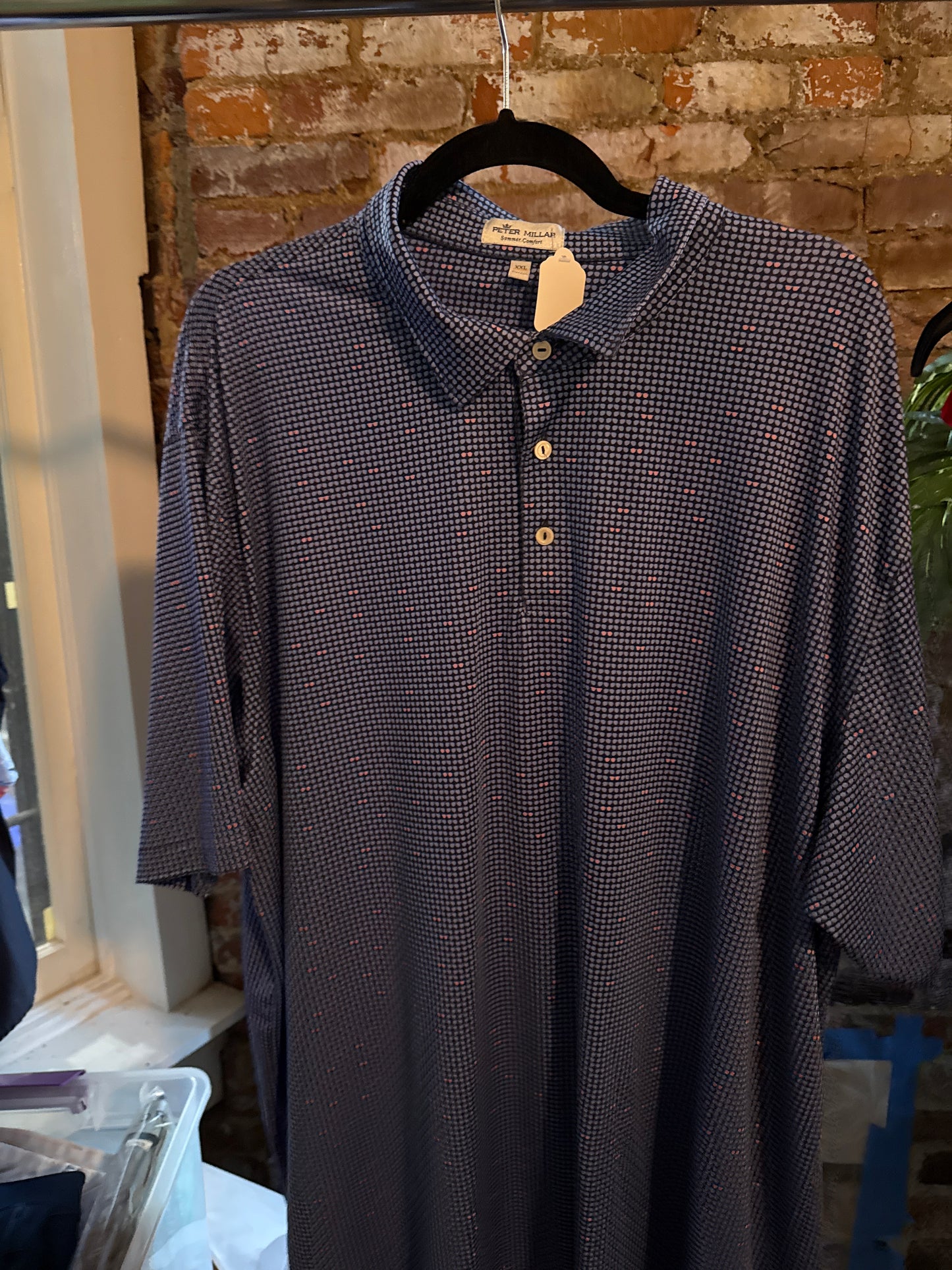 Peter Millar Navy and Periwinkle Golf Polo