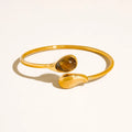 Harbor 18K Gold Non-Tarnish Open Cuff Stone Bracelet