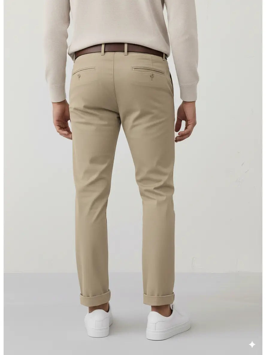 Khaki Chino Stretch Twill Pants