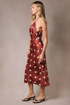 Polka Dot Halter Neck Slip Dress