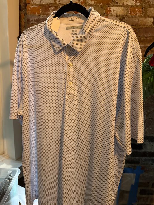 Cremueix Golf Polo in Blue & White Diamond Print