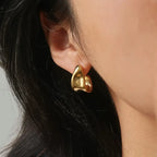 Ninelle 18K Gold Non-Tarnish Sculpted Wave Hoop Earrings