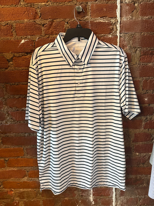AUR Black & White Striped Polo M