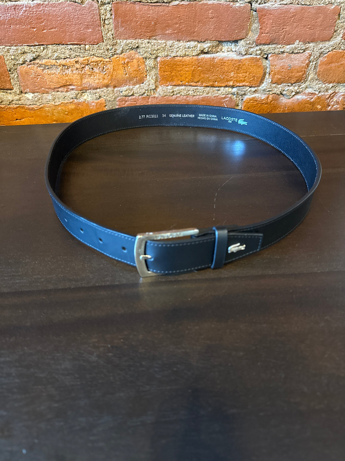Lacoste Black Leather Belt 34