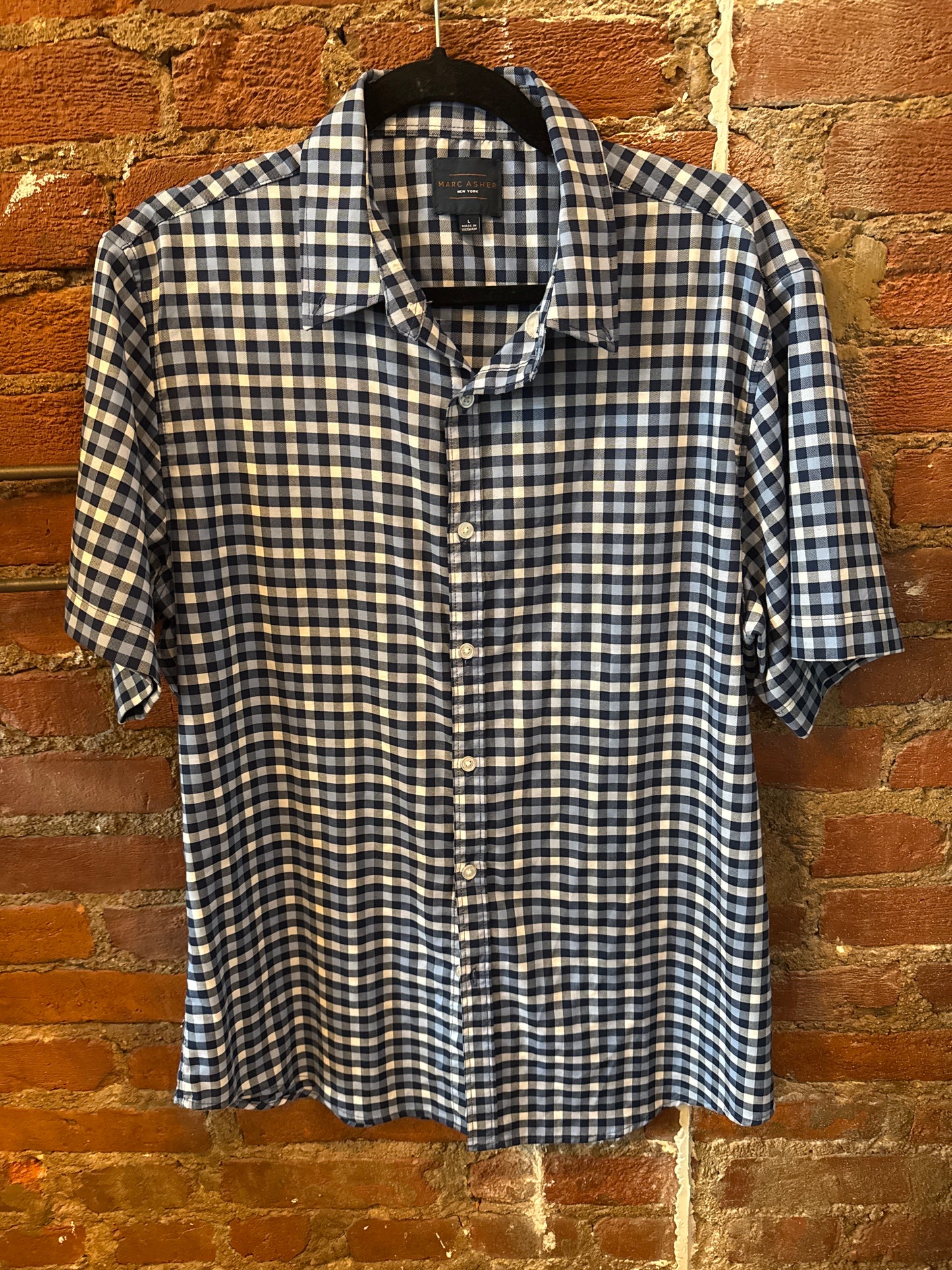 Marc Asher Blue Gingham SS Shirt