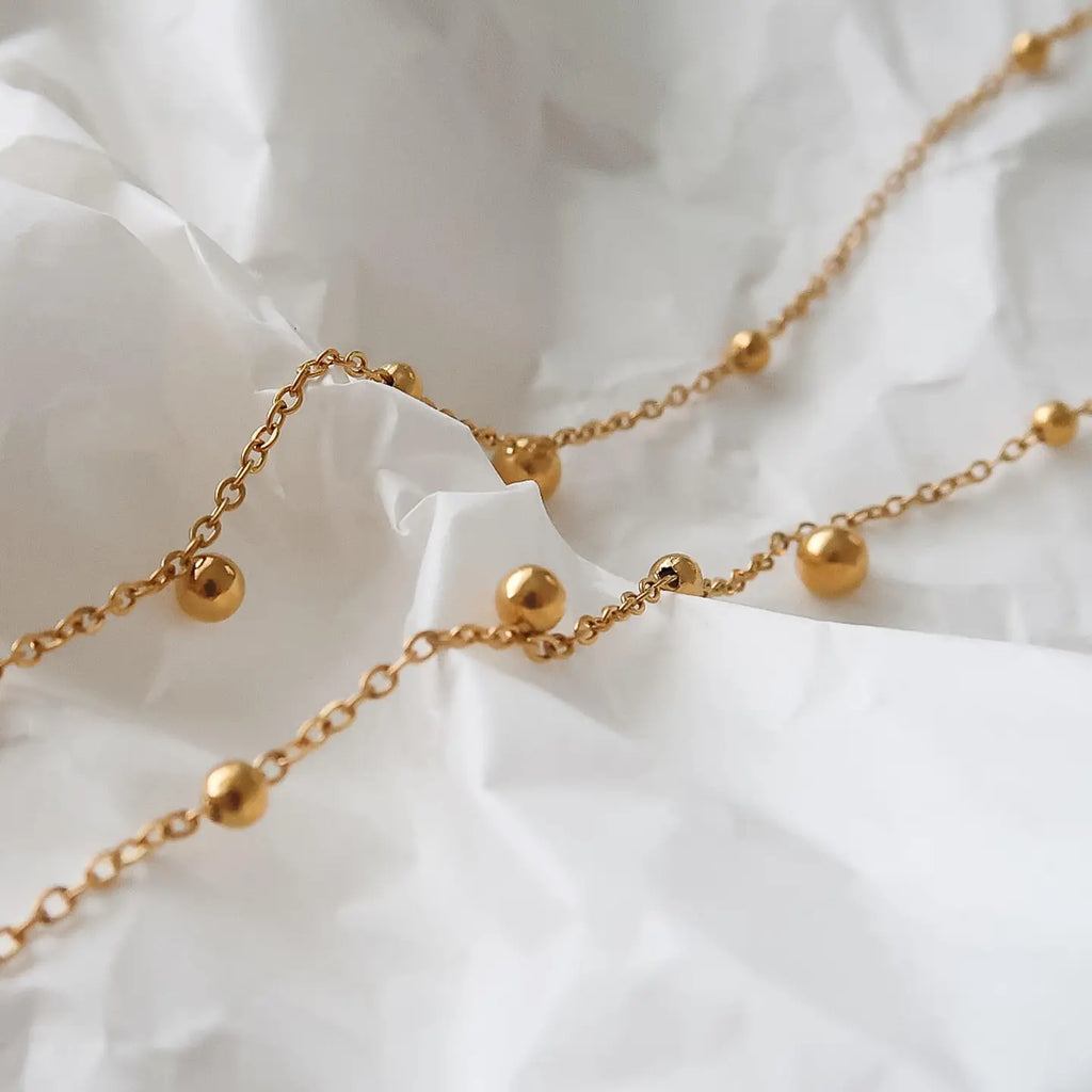 Brisse 18K Gold Non-Tarnish Dressy Beaded Y Lariat Necklace