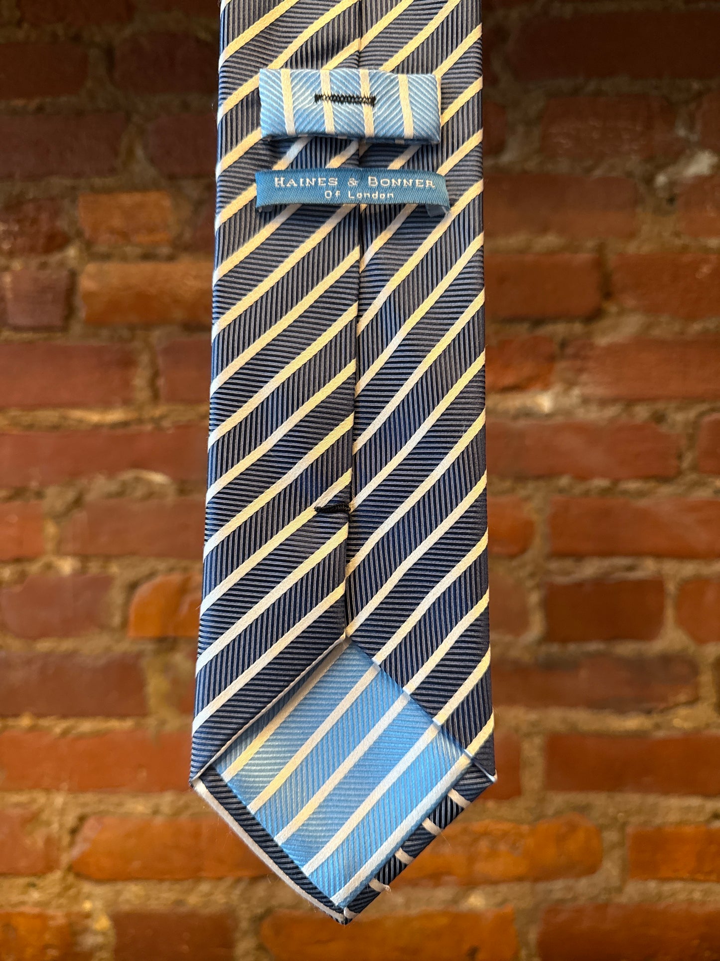 Navy/White Striped Silk Tie
