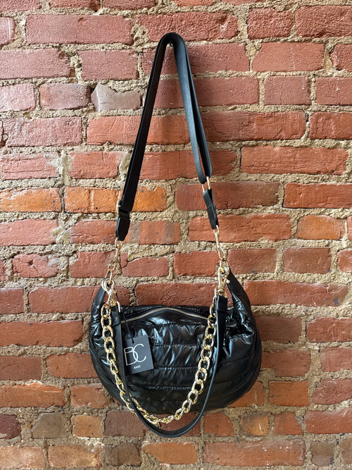 BD Metallic Puffer Handbag Black