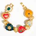 Elysian 18K Gold Boho Baroque Heart Color Bracelet
