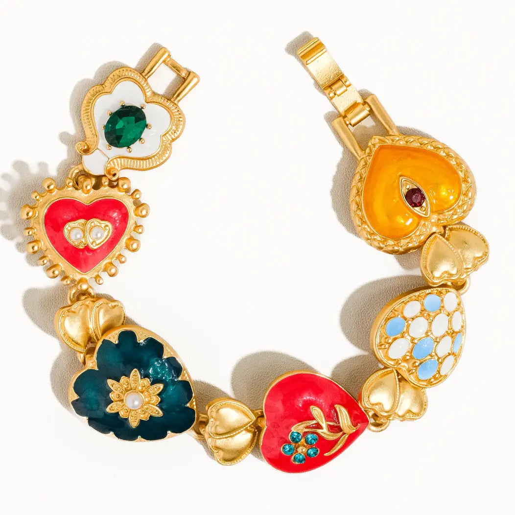 Elysian 18K Gold Boho Baroque Heart Color Bracelet