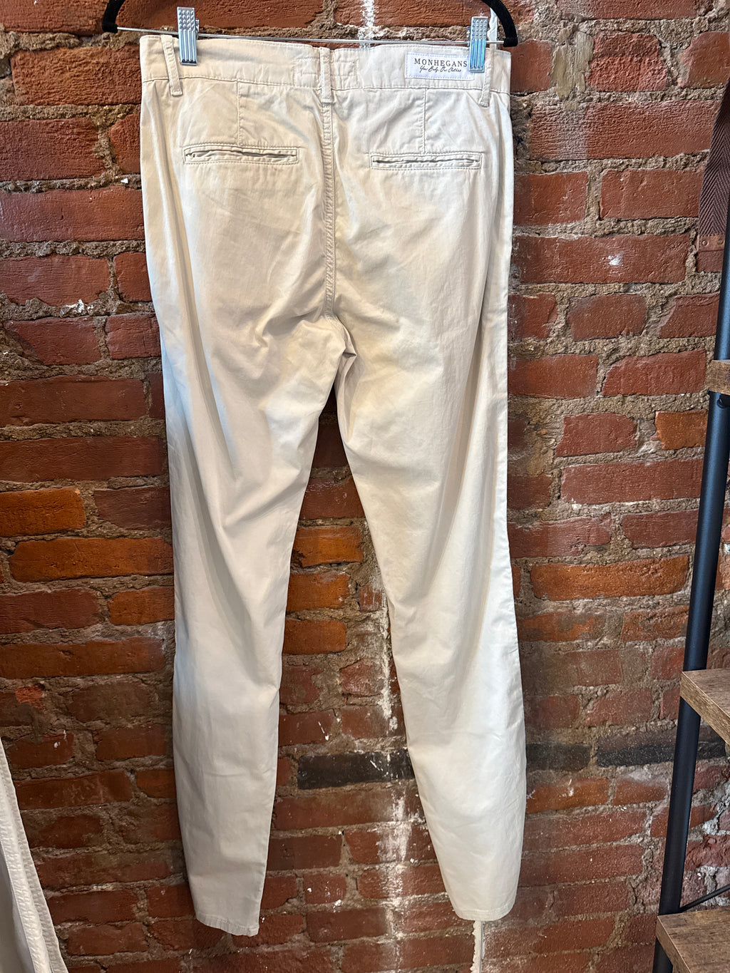 Bone Cotton Slim Chino Pants
