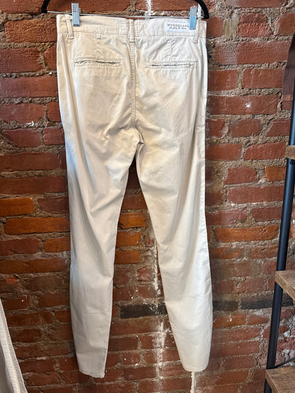 Bone Cotton Slim Chino Pants