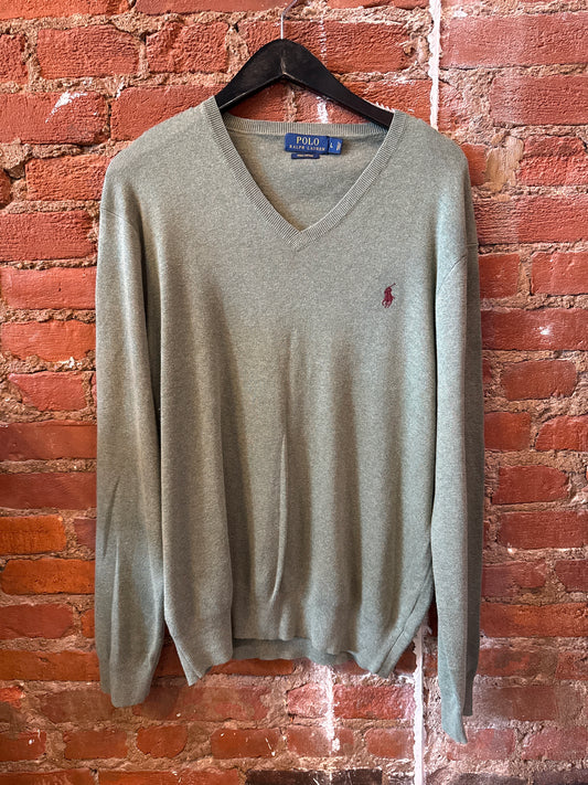 RL Polo Green V Neck Sweater