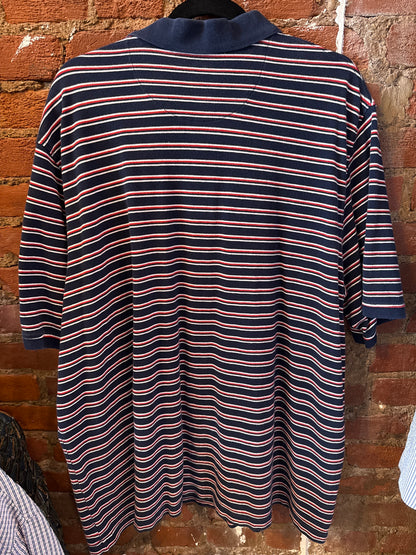 Navy RW&B Striped Polo