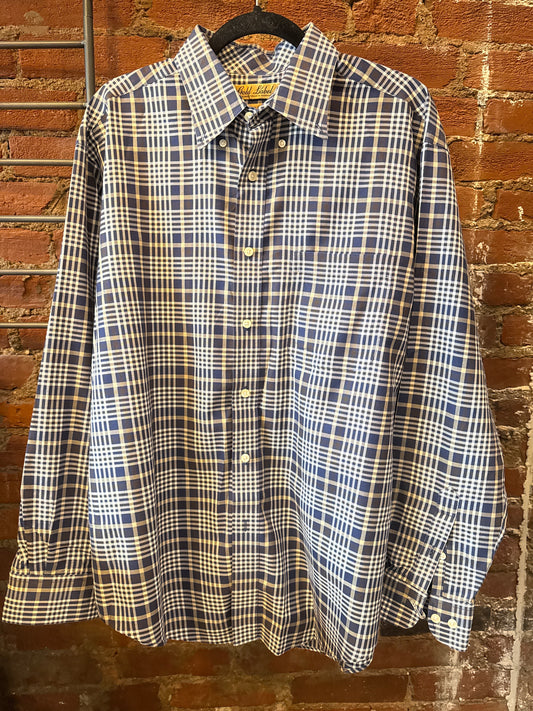Gold Label Blue Plaid Button Up