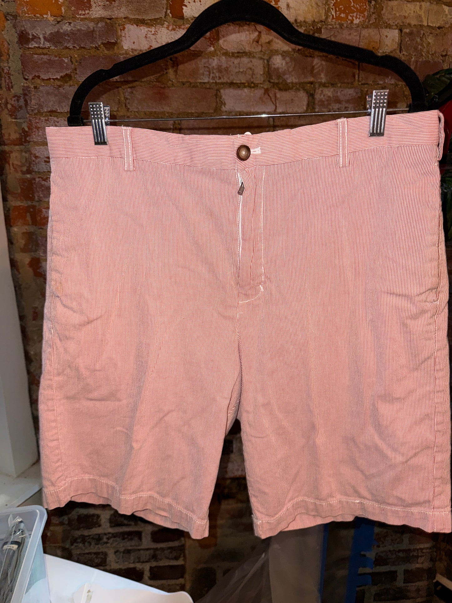 Red Seersucker Shorts
