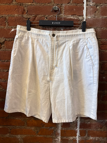 White Linen Shorts L