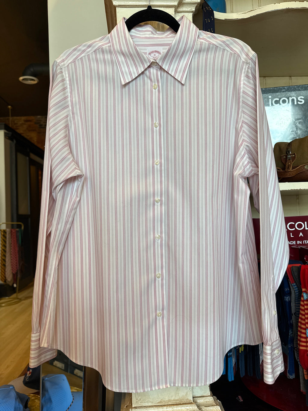Brooks Brothers Pink Striped Button Up L