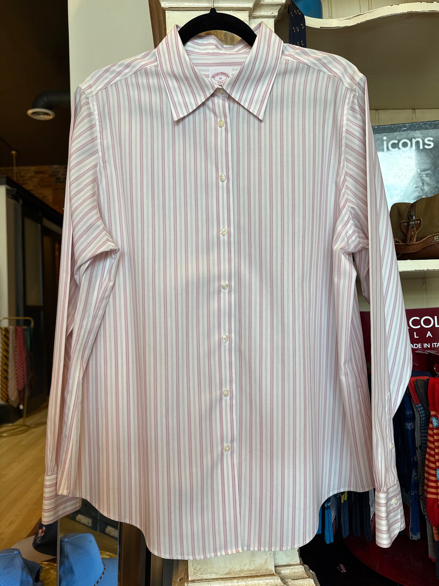 Brooks Brothers Pink Striped Button Up L