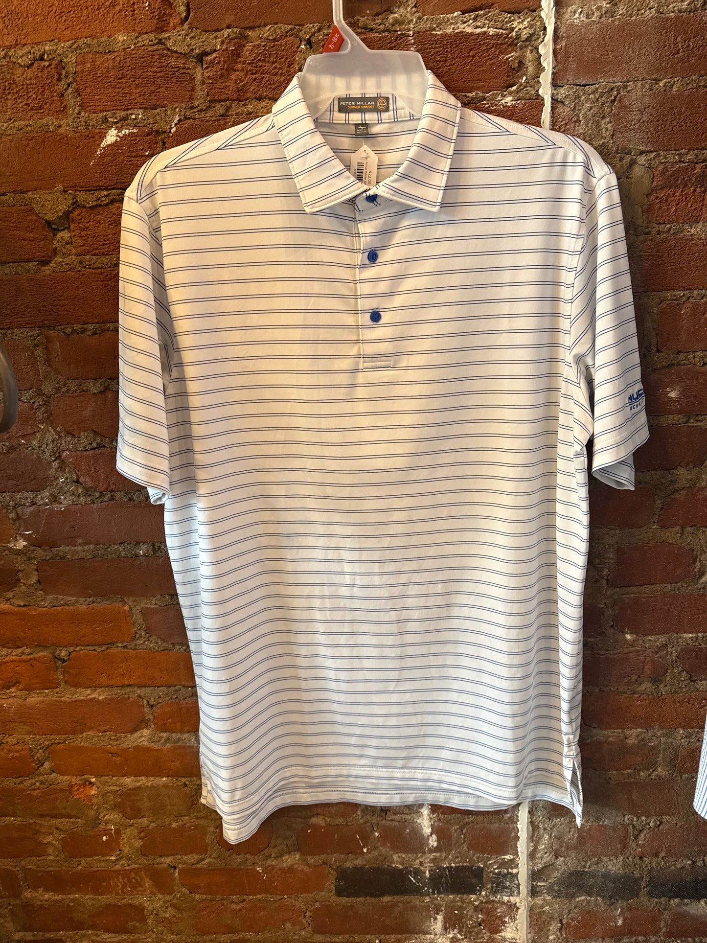 Peter Millar White Striped Polo L