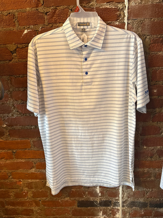 Peter Millar White Striped Polo L