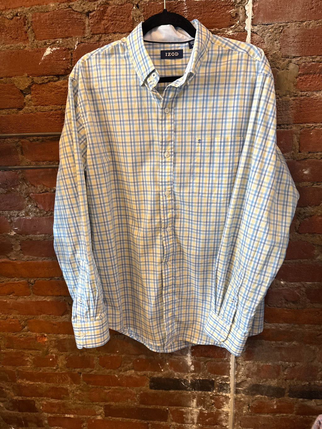 IZOD Yellow & Blue Plaid LS Shirt