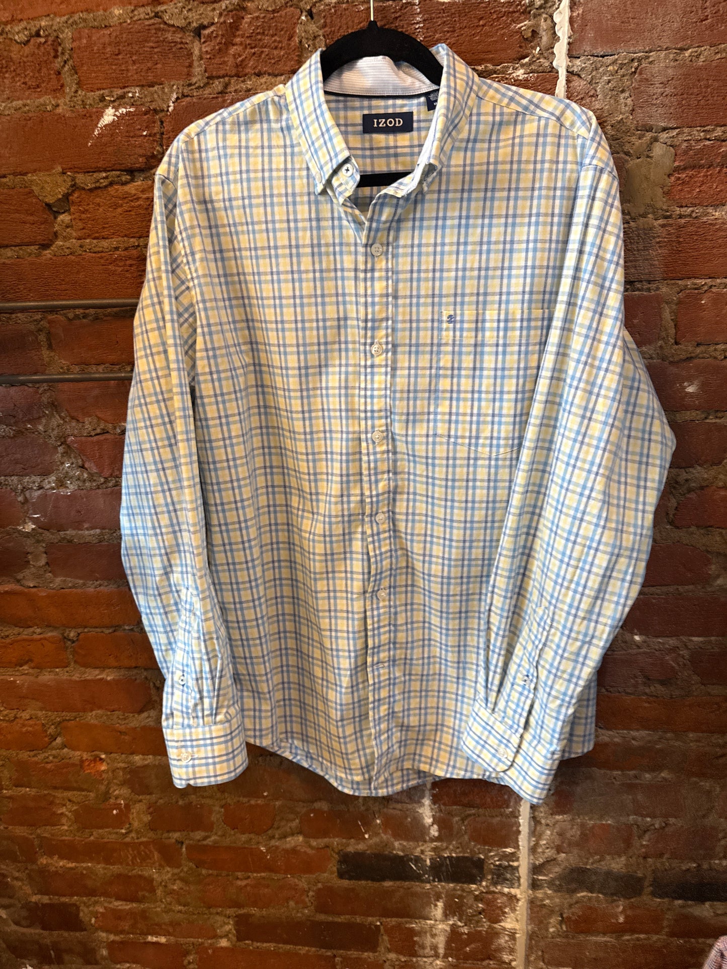 IZOD Yellow & Blue Plaid LS Shirt