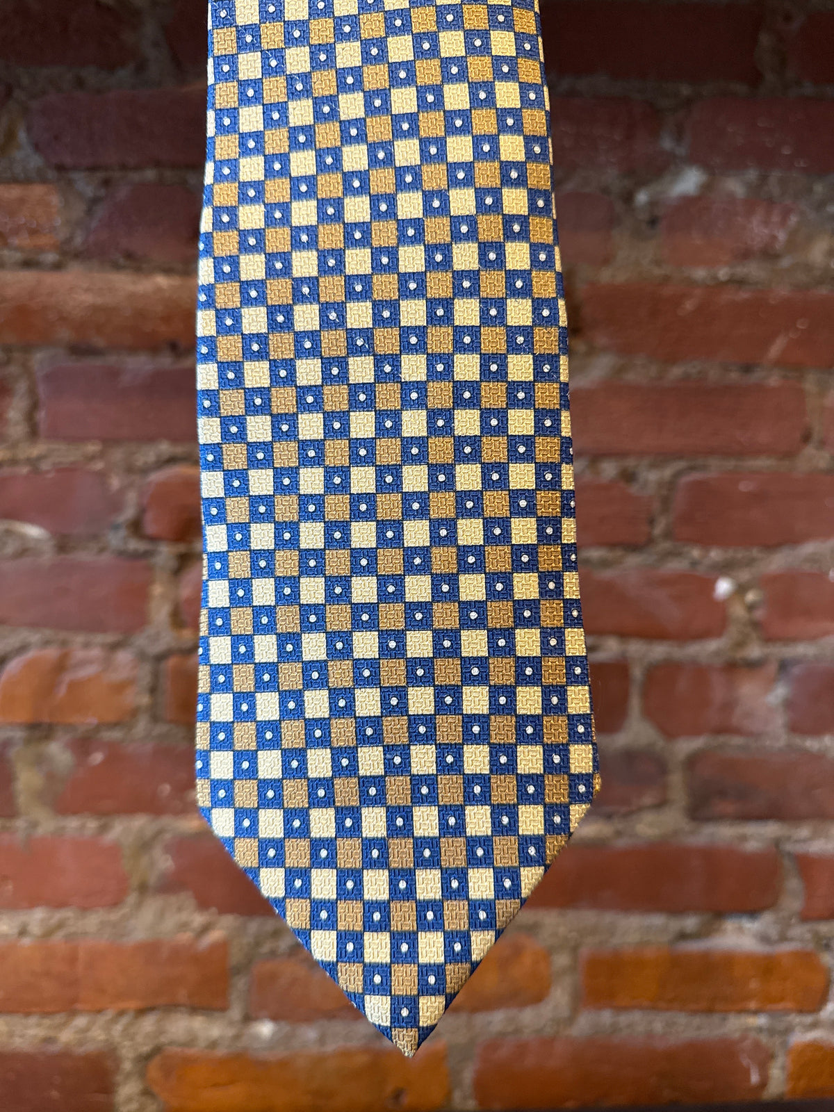 Gold/Blue Square Pattern Tie