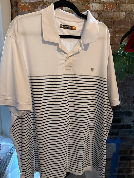 White with Black Stripe Polo