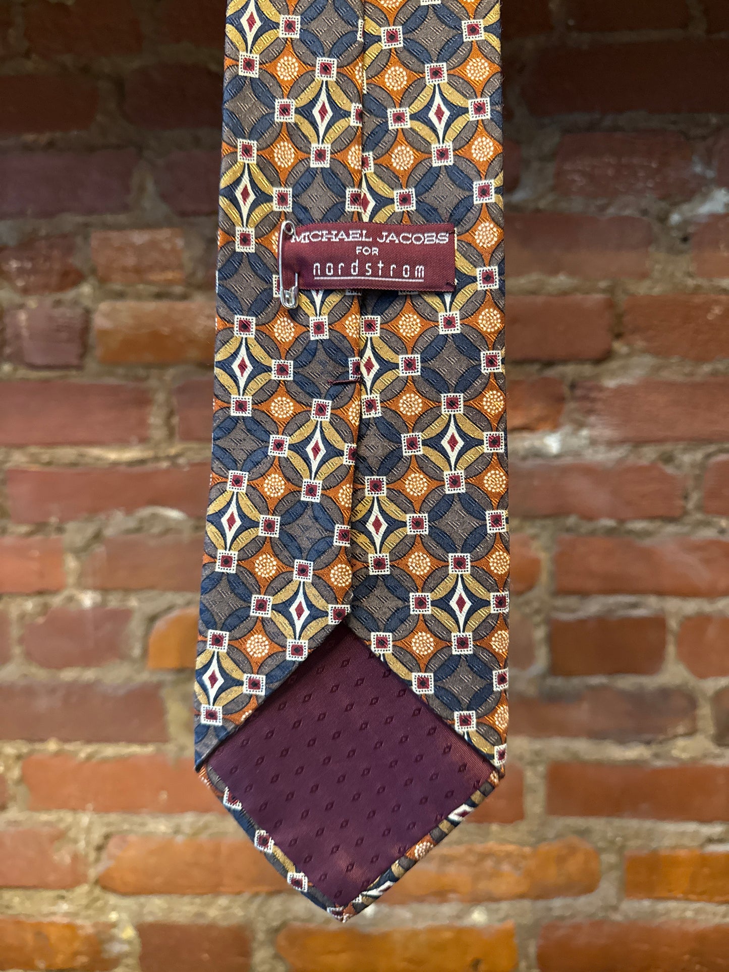 MJ Tan/Grey/Navy Silk Tie