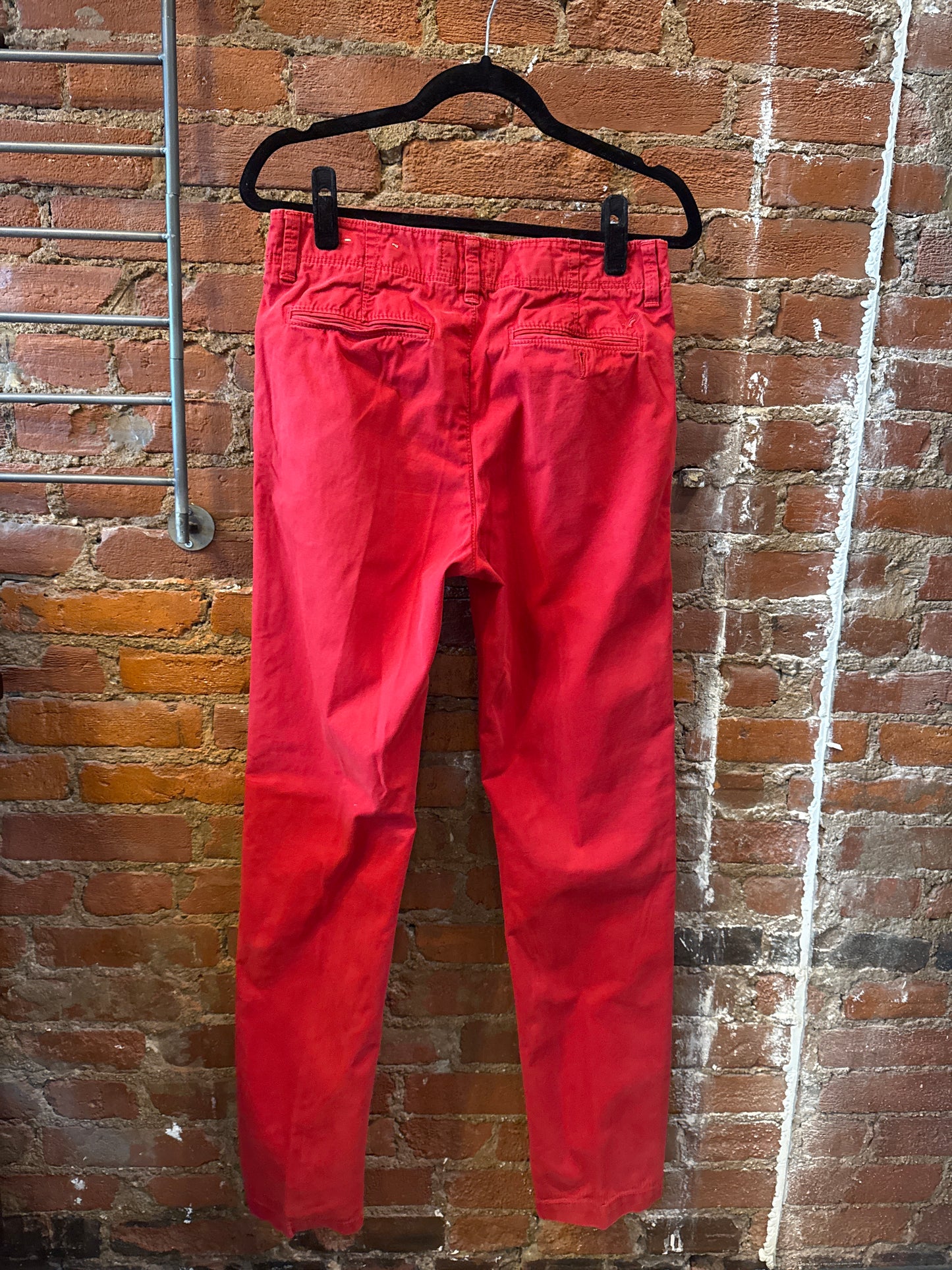 Red Slim Straight Chino Pant
