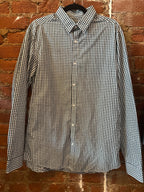 Green & White Plaid Button Up L
