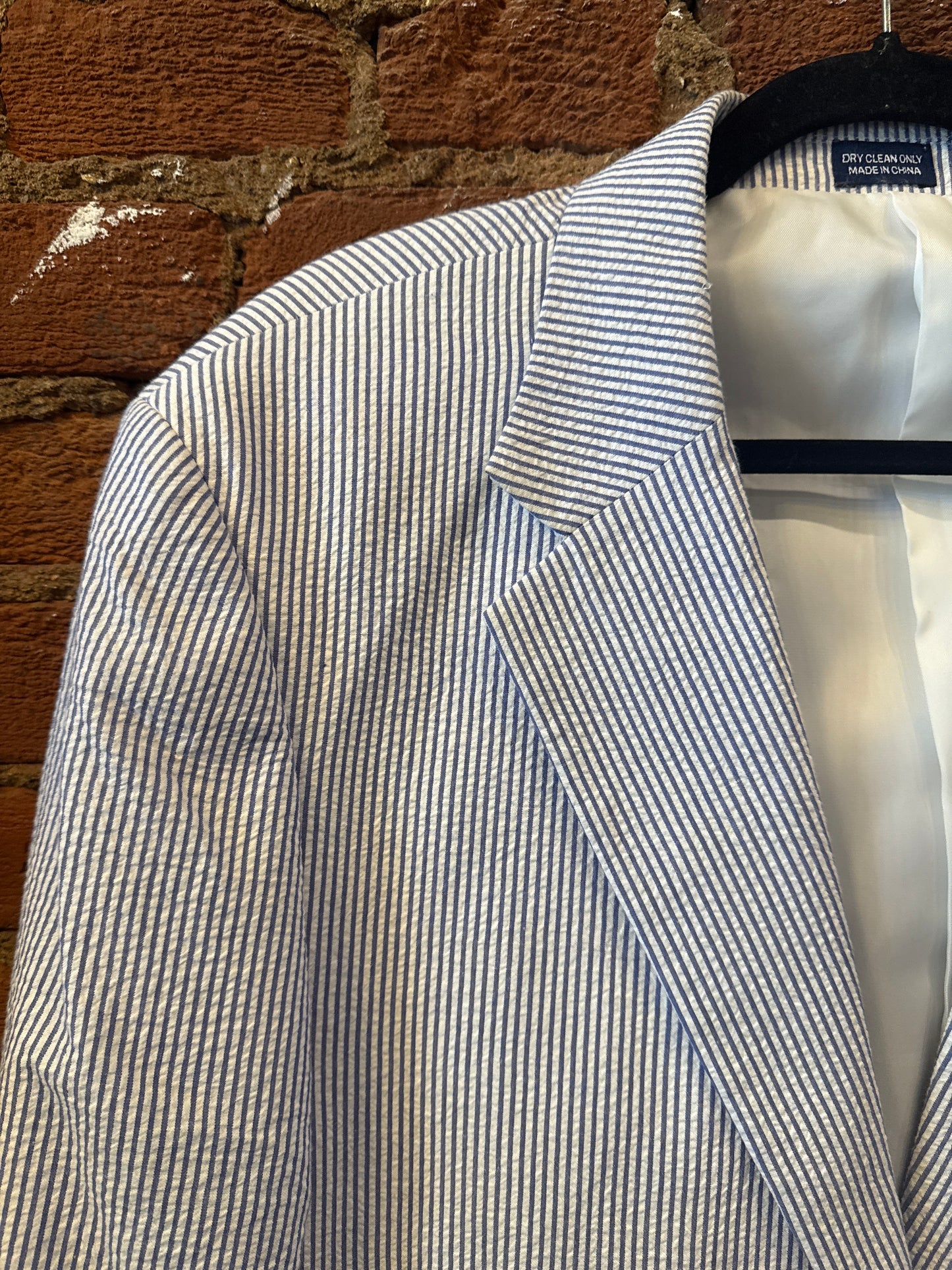 Meeting St. Blue Seersucker Jacket 44L