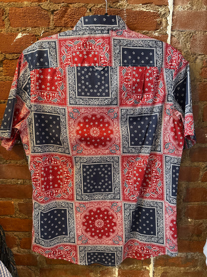 Red, White & Blue Bandana Button Up