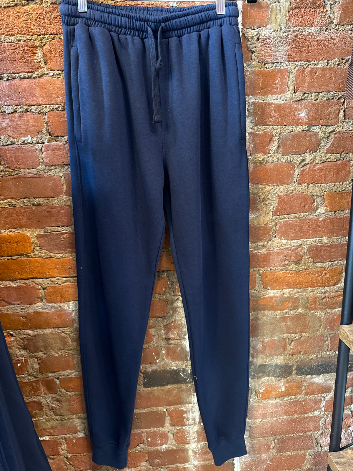 Navy Cotton Zipper Joggers