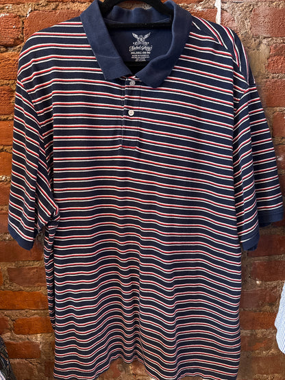 Navy RW&B Striped Polo