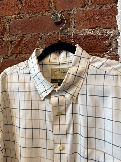 Creme Tan & Black Button Up