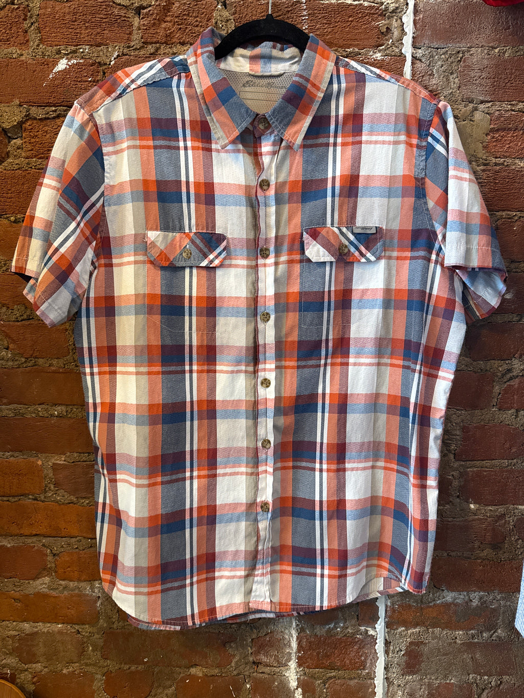 Eddie Bauer Orange/Navy Plaid SS
