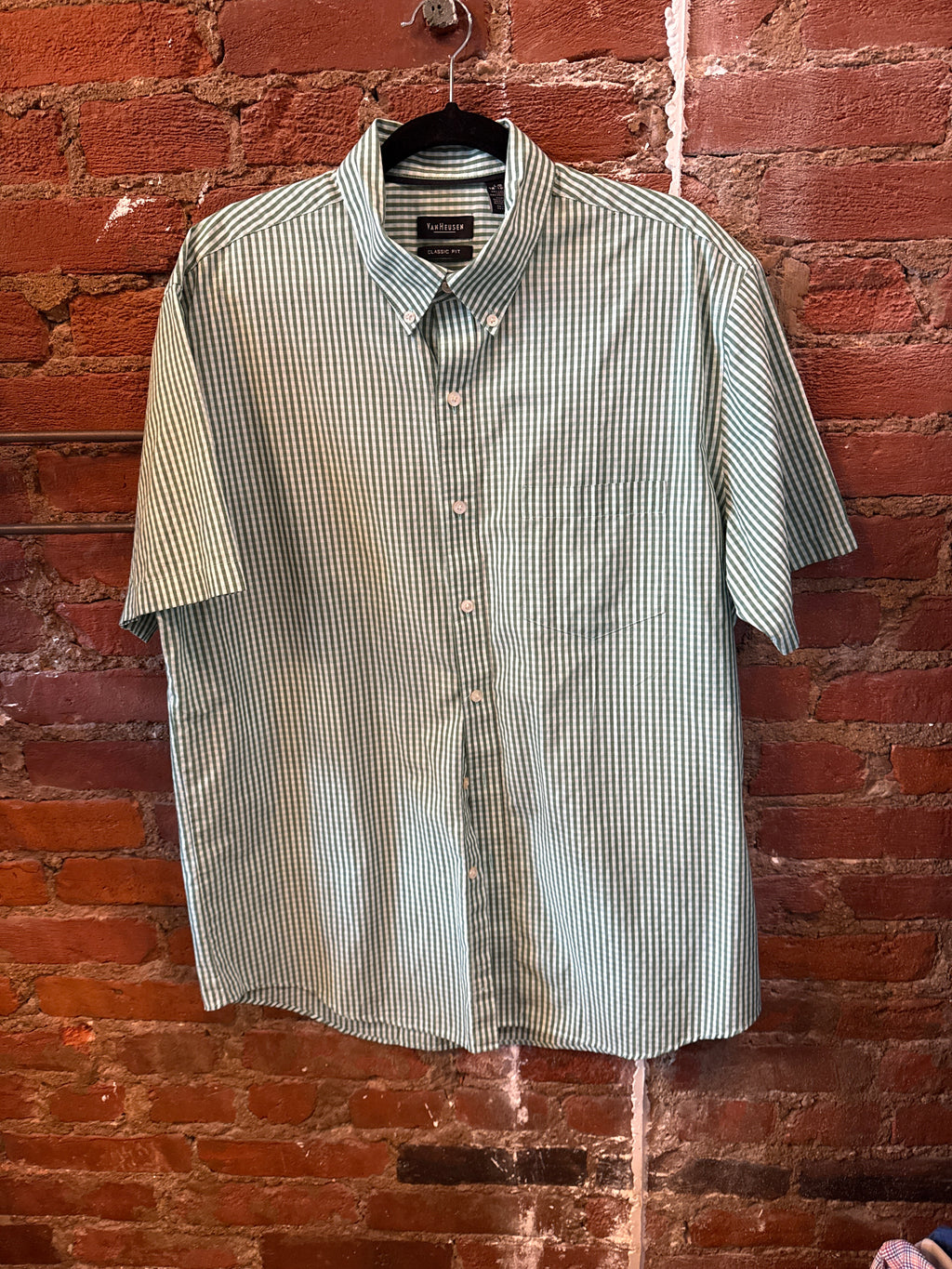 Green Plaid SS Button Up