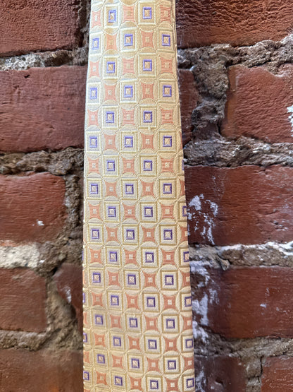 Orange/Purple Square Silk Tie