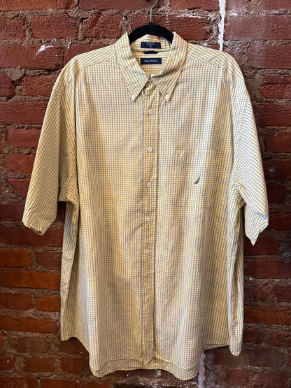 Yellow & Navy Plaid Button Up SS