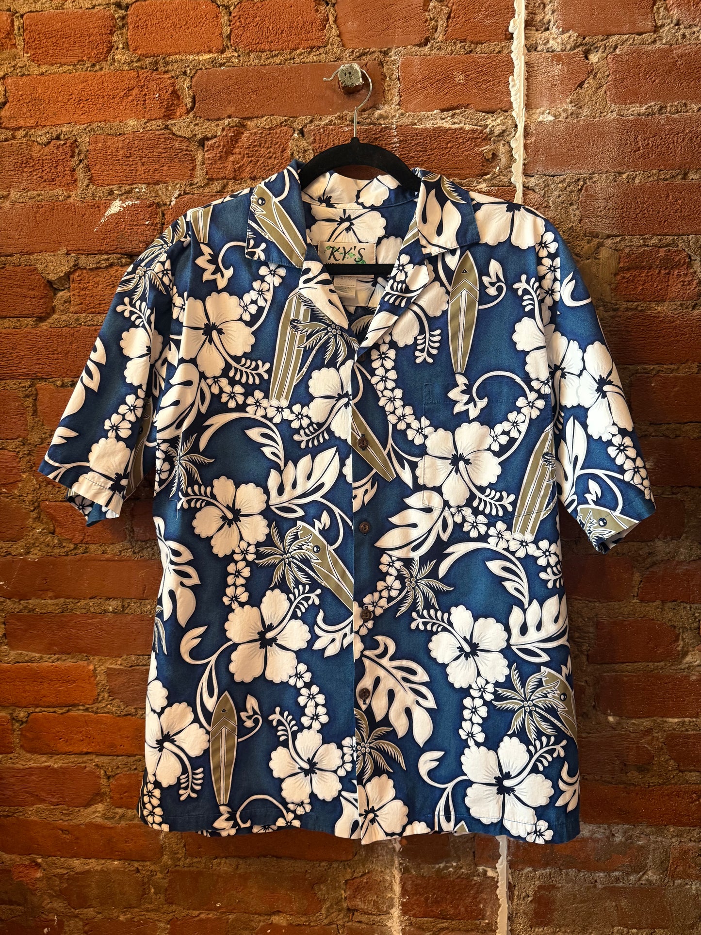KY'S Navy Hawaiian Shirt