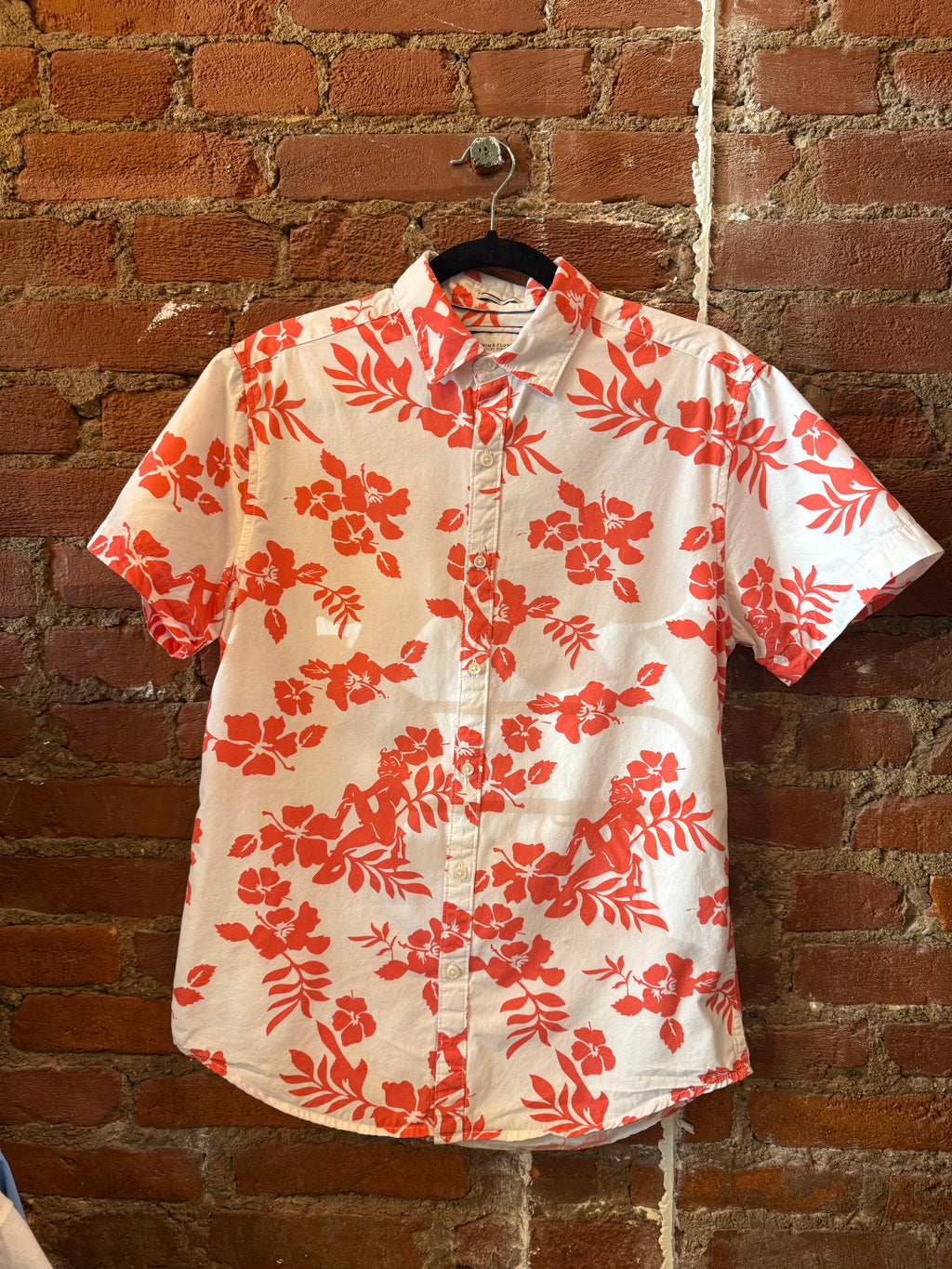 Coral Hawaiian Button Up