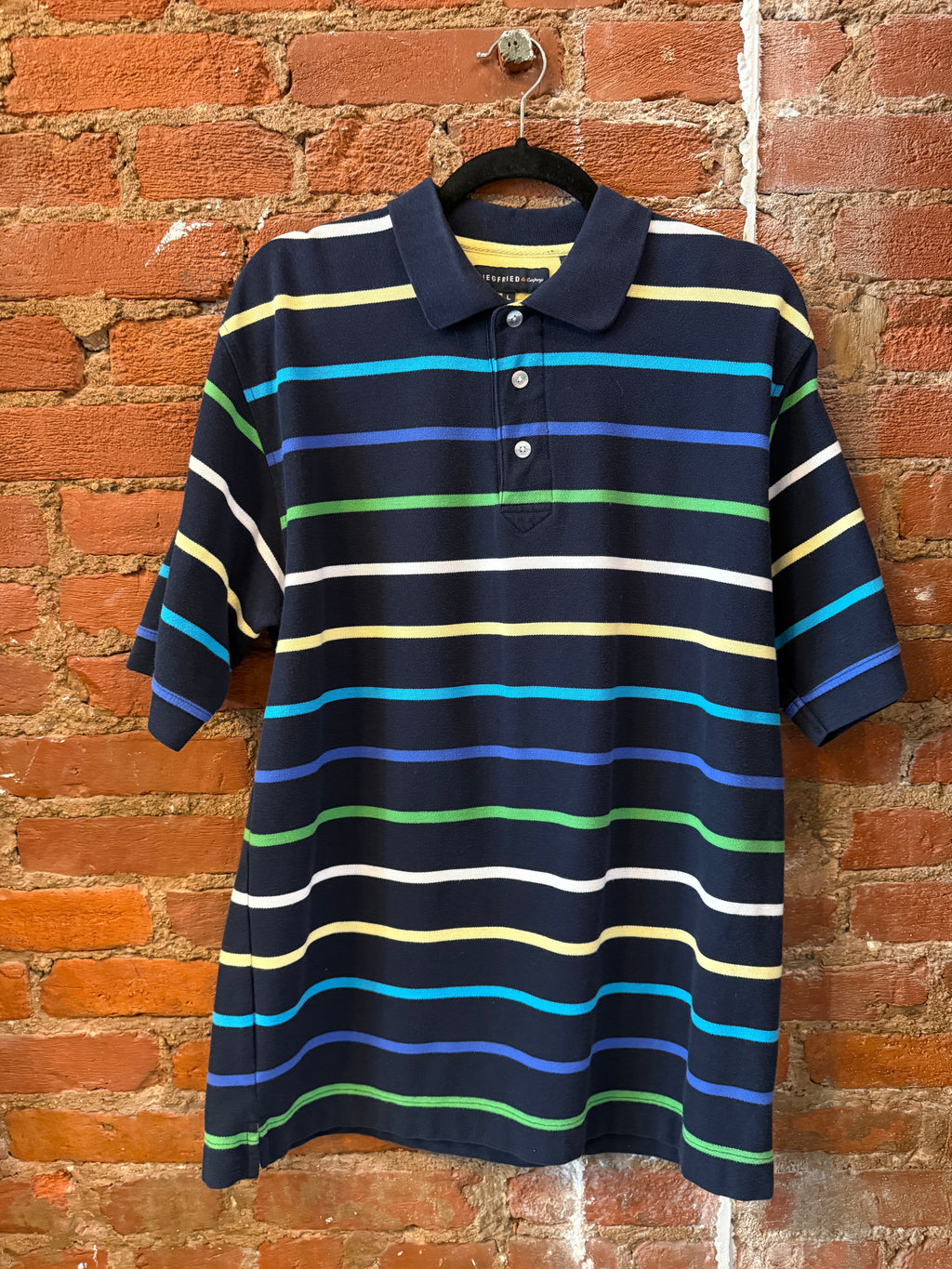 Navy Striped Vintage Polo