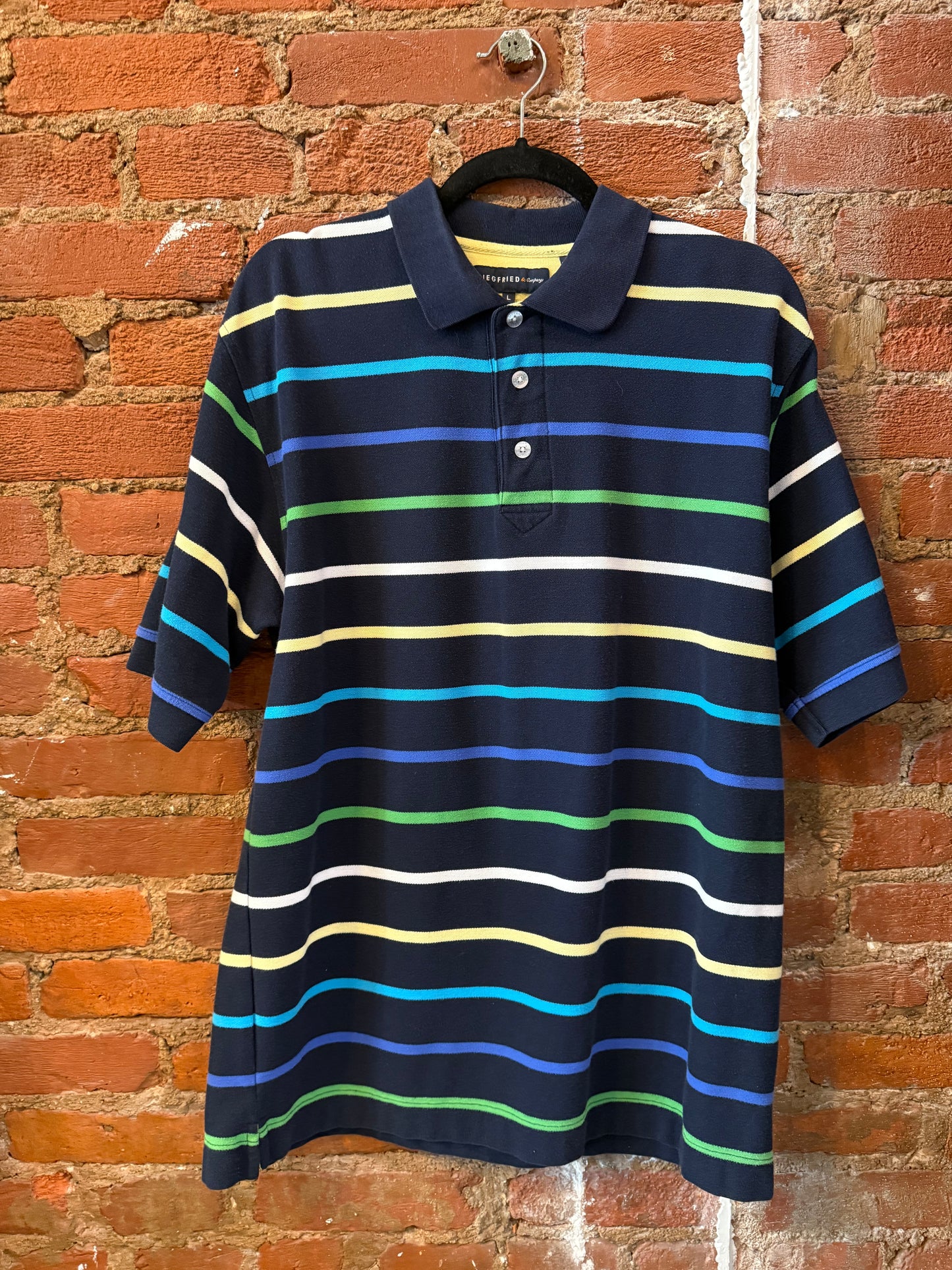 Navy Striped Vintage Polo