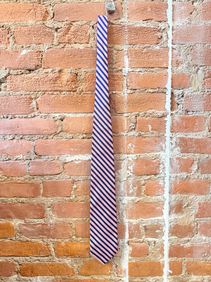 Navy & Pink Striped Silk Tie