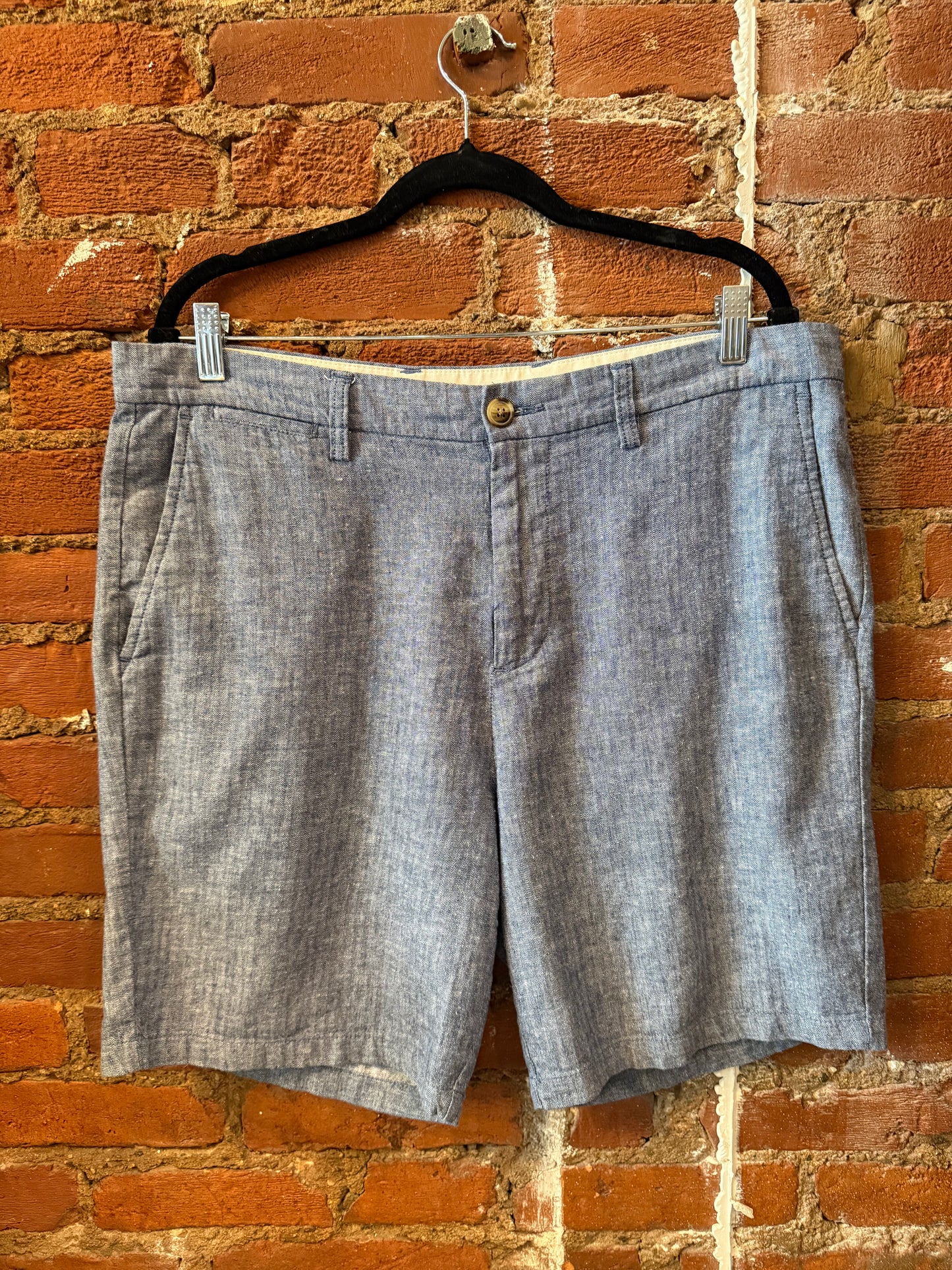 Blue Linen Shorts