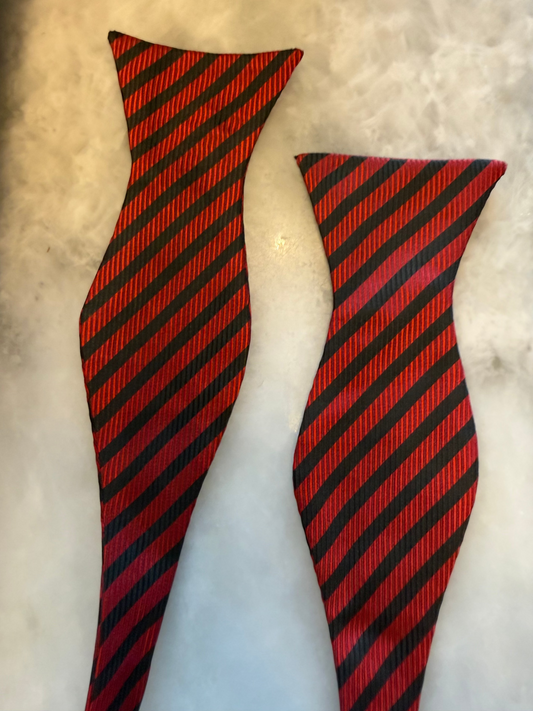 Red & Black Striped Bow Tie